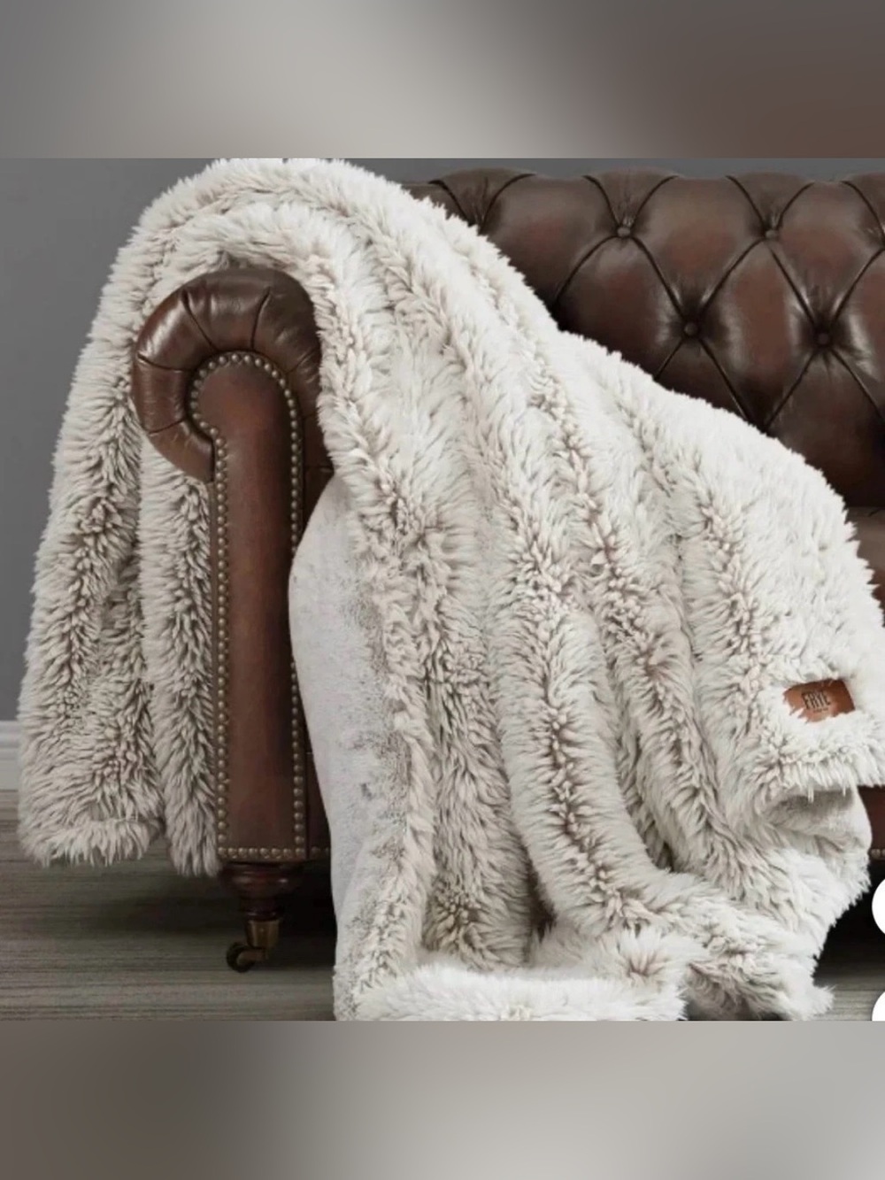 FRYE Arctic Luxe Faux Fur Throw, 60" × 70", 830 GSM Reversible Polyester Blanket
